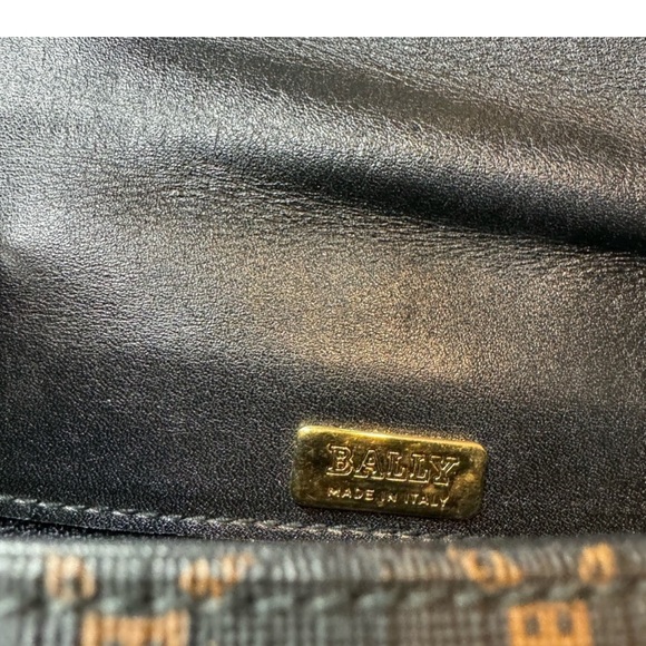 Vintage Bally Italy Monogram Leather Trim Crossbody Bag | Black Brown - Picture 5 of 6